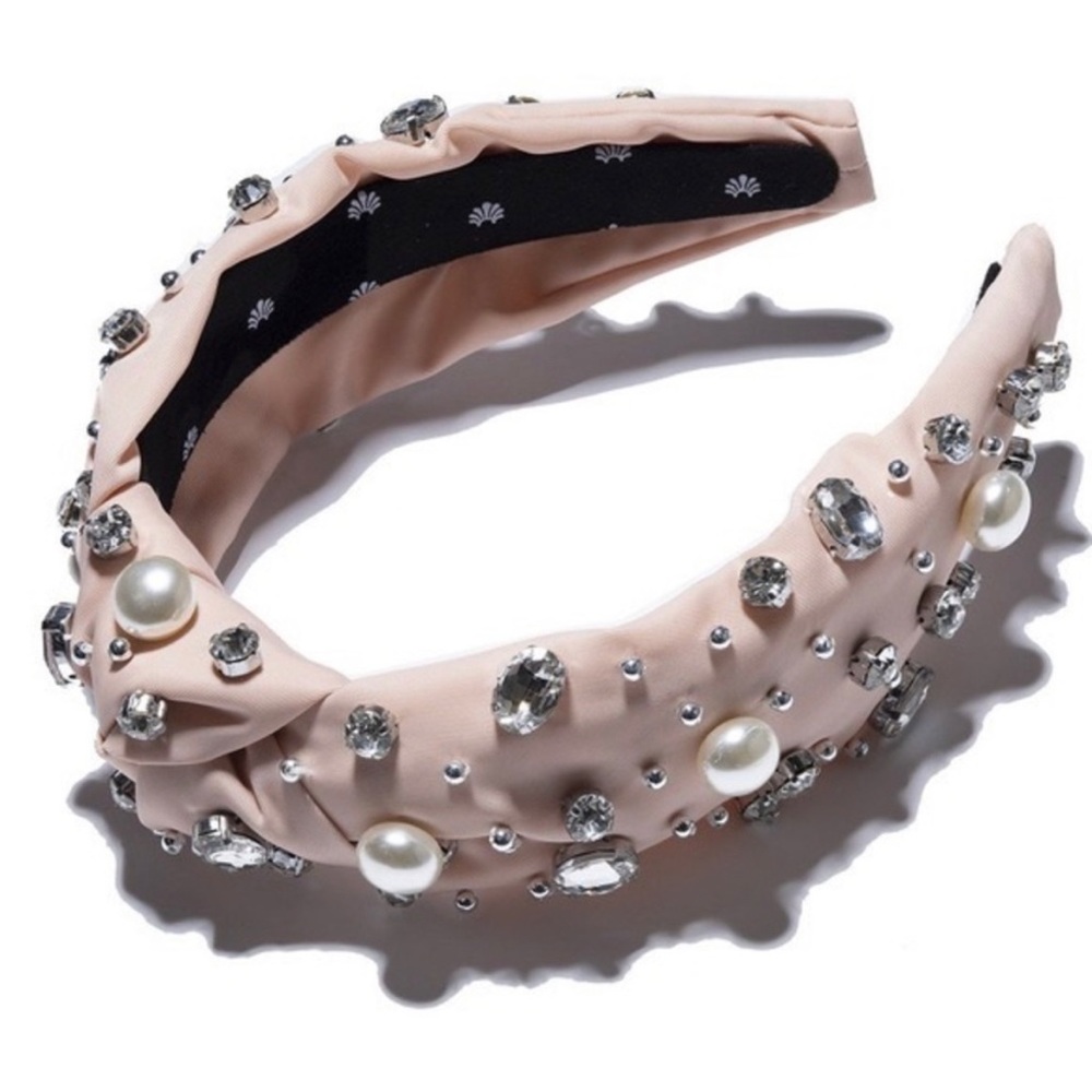 LELE X STONEY CLOVER LANE SPARKLING CIDER NYLON PEARL CRYSTAL KNOTTED HEADBAND